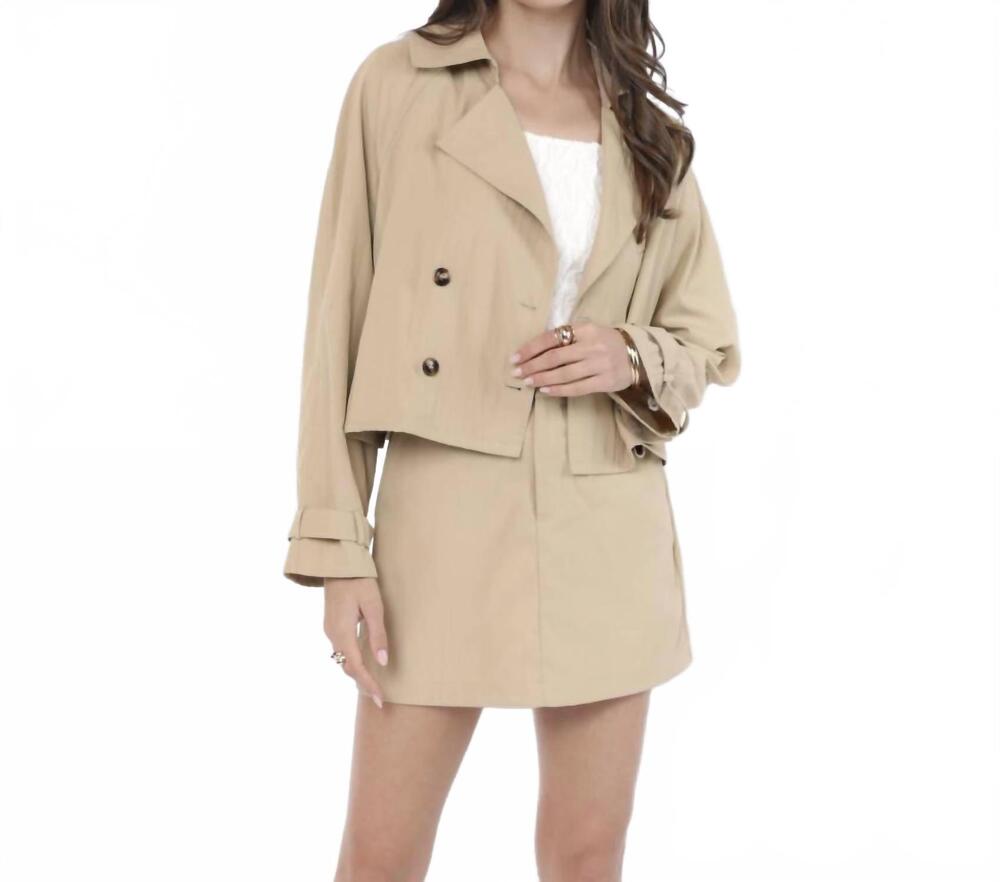 NEW SADIE & SAGE cropped trench jacket in khaki